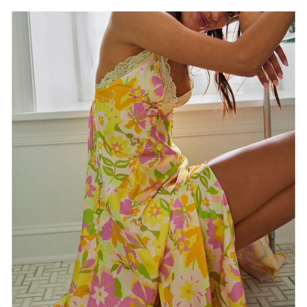 Free People A Bloom Floral Maxi slip in Yellow and Pink - Picture 4 of 10